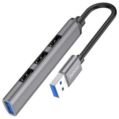 USB хаб Hoco HB26 4in1 Grey, Сірий