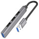 USB хаб Hoco HB26 4in1 Grey, Серый