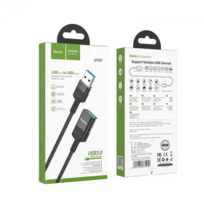 USB подовжувач Hoco U107 USB3.0 3A 1.2m Чорний USB подовжувач Hoco U107 USB3.0 3A 1.2m Чорний