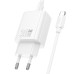 Мережевий зарядний пристрій Hoco N62 1USB-C 30W + Кабель Type-C to Type-C White, Білий