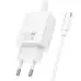 Мережевий зарядний пристрій Hoco N62 1USB-C 30W + Кабель Type-C to Type-C White, Білий