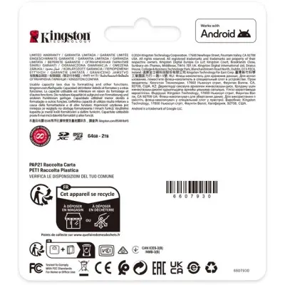 Карта пам\'яті Micro SD 512Gb Kingston Canvas (UHS-1) (R-100Mb/s)