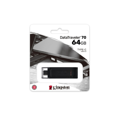 Флеш пам\'ять USB 64Gb Kingston Flash DT70 Type-C Black