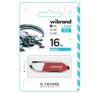 Флеш пам'ять USB 16Gb Wibrand Aligator USB 2.0 Червона