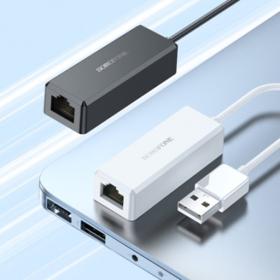 Кабель BOROFONE DH7 Ricco USB-A ethernet adapter Белый