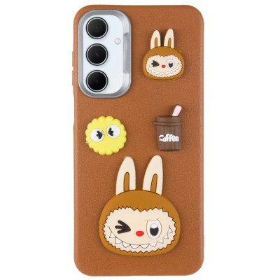 Чехол накладка LeatherToys Samsung A356 (A35 5G) Labubu Коричневая