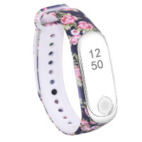Ремешок Принт Mi Band 3/4 Розы/Синий