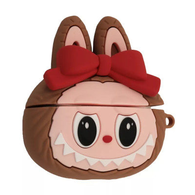 Чехол для наушников AirPods Pro 2 3D Labubu Бант Коричневый