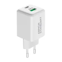 Сетевое зарядное устройство Armorstandart Poweraze 20W USB-C+USB-A White, Белый Сетевое зарядное устройство Armorstandart Poweraze 20W USB-C+USB-A White, Белый