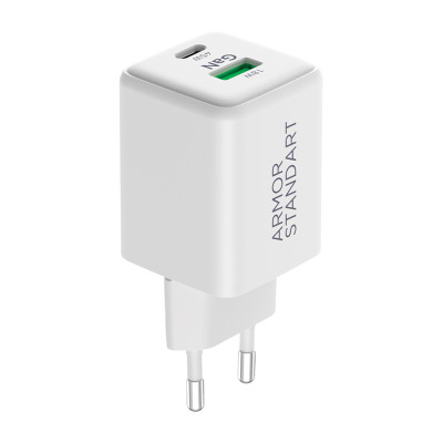 Мережевий зарядний пристрій Armorstandart Poweraze 20W USB-C+USB-A White, Білий