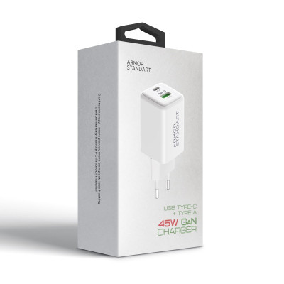 Мережевий зарядний пристрій Armorstandart Poweraze 20W USB-C+USB-A White, Білий Мережевий зарядний пристрій Armorstandart Poweraze 20W USB-C+USB-A White, Білий