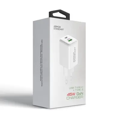 Мережевий зарядний пристрій Armorstandart Poweraze 20W USB-C+USB-A White, Білий