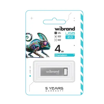 Флеш память USB 4Gb Wibrand Chameleon USB 2.0 Silver, Серебристый