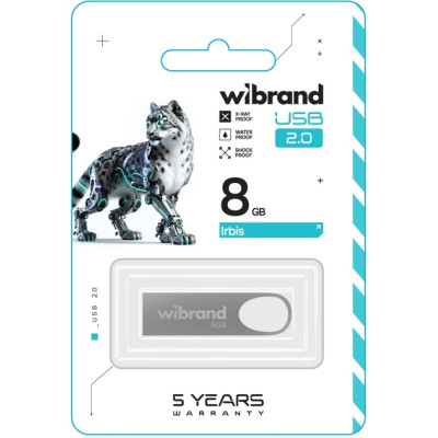 Флеш память USB 8Gb Wibrand Irbis USB 2.0 Silver, Серебристый