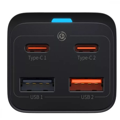 Сетевое зарядное устройство Baseus GaN3 Pro 65W (2 type-C+USB) + Type-C to Type-C Black, Чёрный