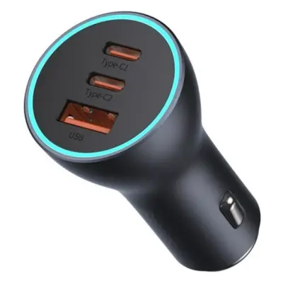 Автомобильное зарядное устройство Baseus Golden Contactor Pro 2PD+USB 65w Dark grey, Темно-Серый