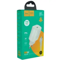 Сетевое зарядное устройство Hoco N22 Type-C Q.C.3.0 + Кабель Type-C to Lightning White, Белый Сетевое зарядное устройство Hoco N22 Type-C Q.C.3.0 + Кабель Type-C to Lightning White, Белый