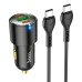 Автомобільний зарядний пристрій Hoco NZ6 (1USB+2USB-C) + Кабель Type-C to Type-C Black, Чорний