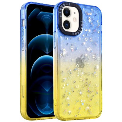 Накладка Shiny-S iPhone 14 Синяя/Желтая