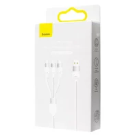 Кабель Baseus StarSpeed 3in1 L+T+M 1.2м Білий