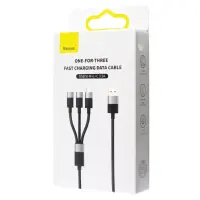 Кабель Baseus StarSpeed 3in1 L+T+M 1.2м Черный