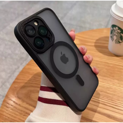 Чехол накладка Protective Camera Matte Clear iPhone 15 Plus Черная