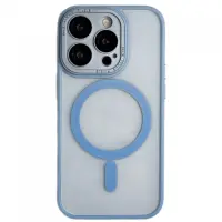 Чехол накладка Protective Camera Clear iPhone 15 Plus Голубая