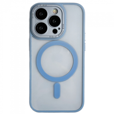 Чехол накладка Protective Camera Clear iPhone 15 Pro Max Голубая