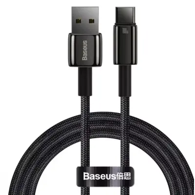 Кабель дата Baseus Tungsten Gold USB Type A - Type-C 100W 1м Чёрный