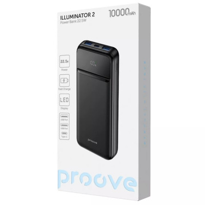 Универсальная мобильная батарея Повербанк Proove Illuminator 2 10000mAh 22.5W Черный