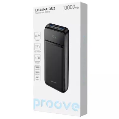 Универсальная мобильная батарея Повербанк Proove Illuminator 2 10000mAh 22.5W Черный Универсальная мобильная батарея Повербанк Proove Illuminator 2 10000mAh 22.5W Черный
