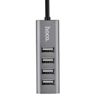 USB хаб Hoco HB-1 4 Ports Grey, Серый