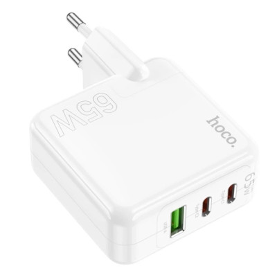 Мережевий зарядний пристрій Hoco C115 65W 2PD+1USB White, Білий Мережевий зарядний пристрій Hoco C115 65W 2PD+1USB White, Білий