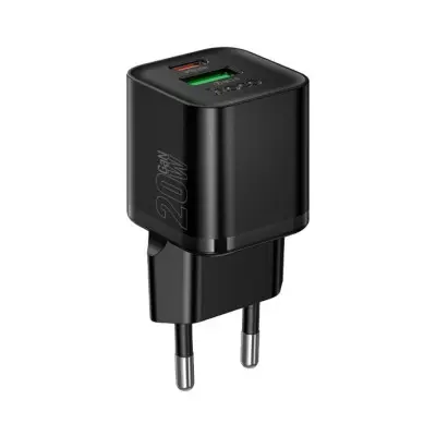 Сетевое зарядное устройство Hoco N65 1PD+1USB 20W Black, Чёрный Сетевое зарядное устройство Hoco N65 1PD+1USB 20W Black, Чёрный