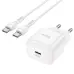 Сетевое зарядное устройство Hoco N32 1PD 30W + Кабель Type-C to Type-C White, Белый