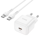 Мережевий зарядний пристрій Hoco N32 1PD 30W + Кабель Type-C to Type-C White, Білий Мережевий зарядний пристрій Hoco N32 1PD 30W + Кабель Type-C to Type-C White, Білий