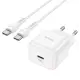 Мережевий зарядний пристрій Hoco N32 1PD 30W + Кабель Type-C to Type-C White, Білий
