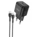 Мережевий зарядний пристрій Hoco N32 1PD 30W + Кабель Type-C to Type-C Black, Чорний