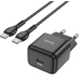 Сетевое зарядное устройство Hoco N32 1PD 30W + Кабель Type-C to Type-C Black, Черный