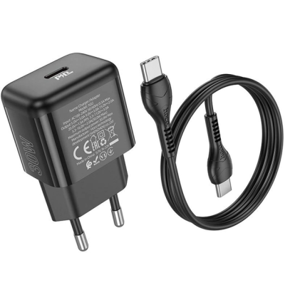 Сетевое зарядное устройство Hoco N32 1PD 30W Type-C to Type-C Black, Черный