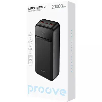 Универсальная мобильная батарея Повербанк Proove Illuminator 2 20000mAh 22.5W Черный Универсальная мобильная батарея Повербанк Proove Illuminator 2 20000mAh 22.5W Черный