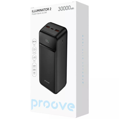Универсальная мобильная батарея Повербанк Proove Illuminator 2 30000mAh 22.5W Черный