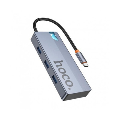 USB хаб Hoco HB50 5 in1 (HDTV+PD+USB 3.0*3)  Сірий