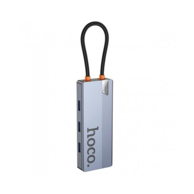 USB хаб Hoco HB50 5 in1 (HDTV+PD+USB 3.0*3)  Сірий