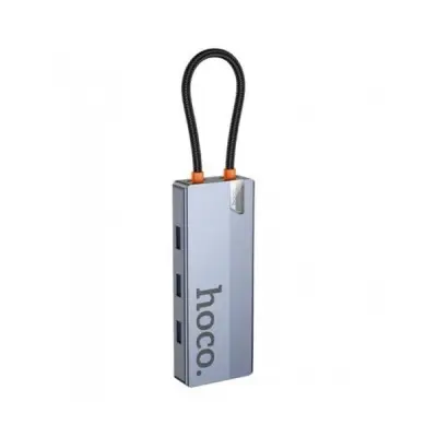 USB хаб Hoco HB50 5 in1 (HDTV+PD+USB 3.0*3) Grey, Серый