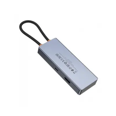 USB хаб Hoco HB50 5 in1 (HDTV+PD+USB 3.0*3) Grey, Серый