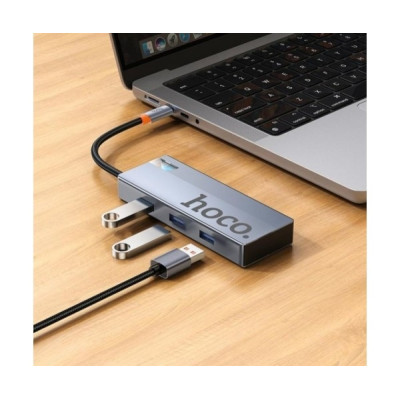 USB хаб Hoco HB50 5 in1 (HDTV+PD+USB 3.0*3)  Сірий