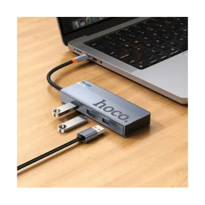 USB хаб Hoco HB50 5 in1 (HDTV+PD+USB 3.0*3) Grey, Серый