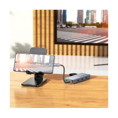 USB хаб Hoco HB50 5 in1 (HDTV+PD+USB 3.0*3)  Сірий