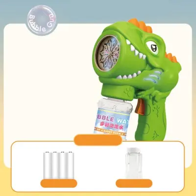 Пістолет з мильними бульбашками Bubble Gun Н007 Динозавр + 50 мл зелений